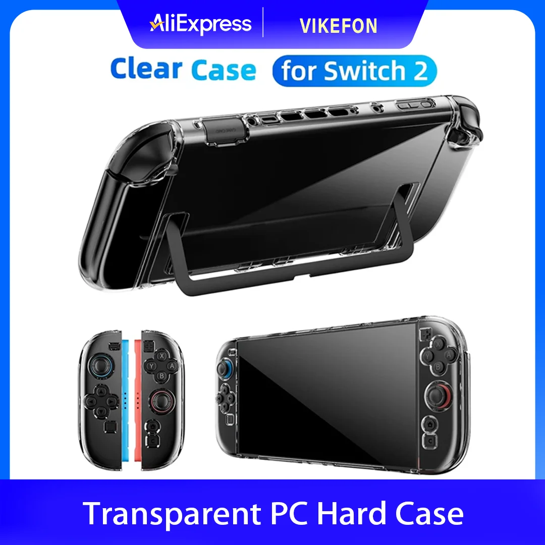 Funda rígida transparente para PC para controlador Joycon NS Switch 2, cubierta protectora dividida, Protector de carcasa de piel para accesorios Switch 2