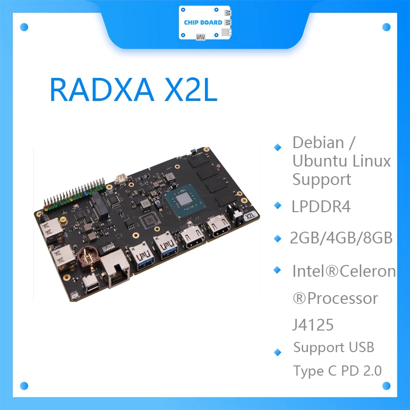 La placa de desarrollo de cuatro núcleos RADXA X2L Intel Celeron J4125 admite sistema Linux WIN10