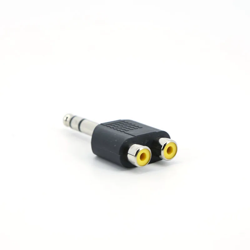 6,35mm 6,5 Audio Mono estéreo 1/4 pulgadas macho a 2 vías RCA hembra 2RCA Y conector de altavoz divisor 6,35 Jack para amplificador mezclador h - imagen 4