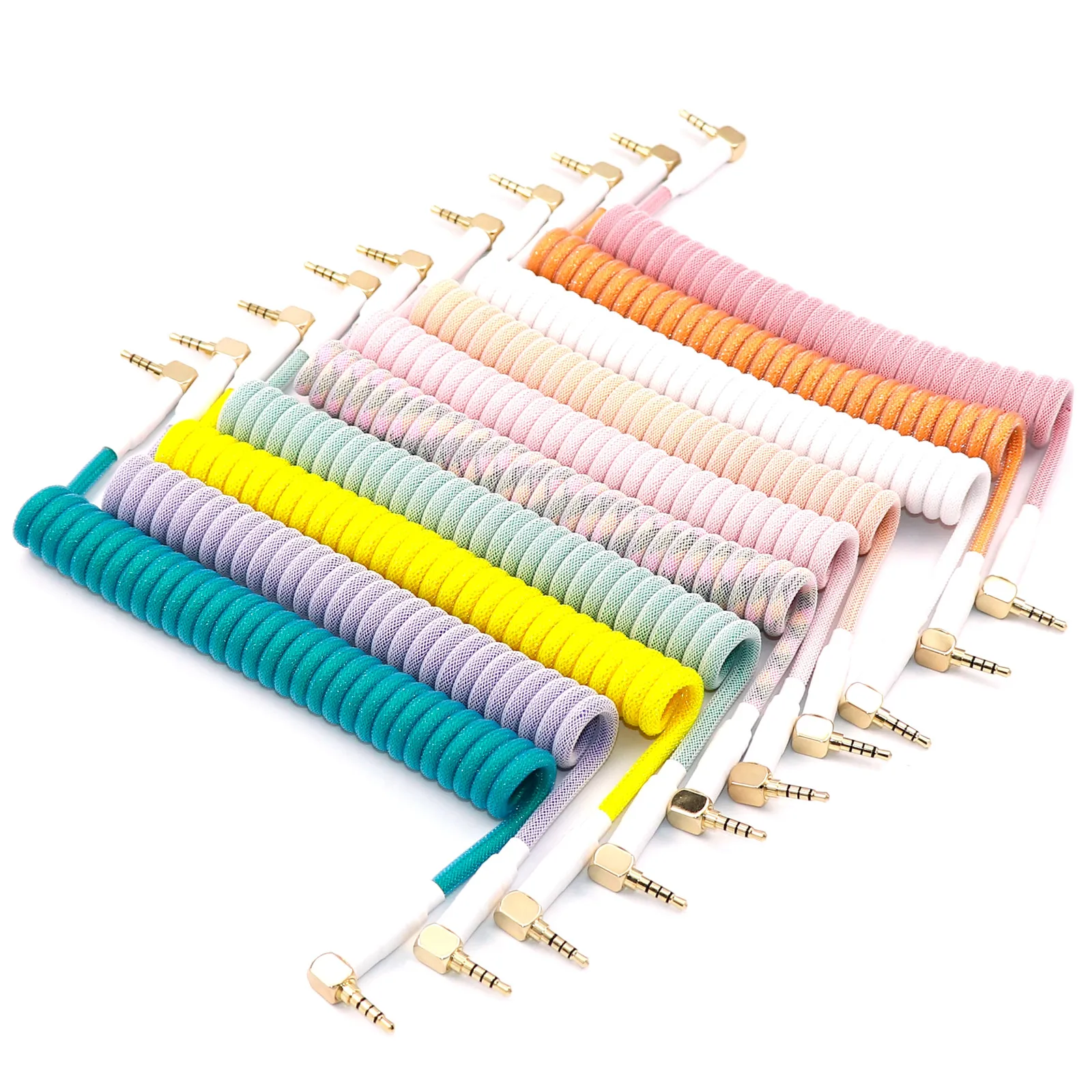 Cable en espiral de 90 grados TRRS a TRRS de 3,5mm para teclado dividido RODE Sc7 de VIDEOMIC Go, Cable de Audio Micro tipo micrófonos - imagen 4