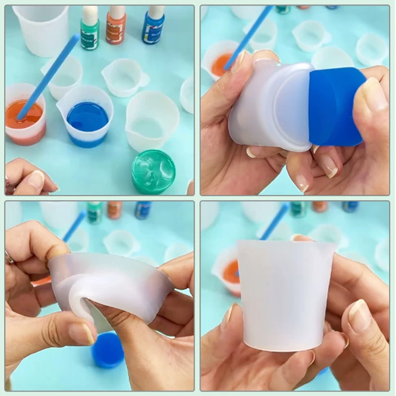 Taza medidora de silicona transparente con escala, tazas separadoras de calidad alimentaria, herramientas para hacer joyas, resina epoxi, 30-1000ml, 1 ud. - imagen 5