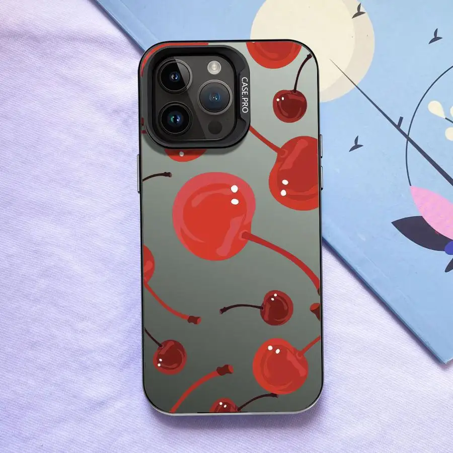 Hermoso patrón de cereza funda trasera de teléfono para iPhone 14 13 16 17 Pro Max 12 XR 16e 17Air XS 15 Plus 11 - imagen 2