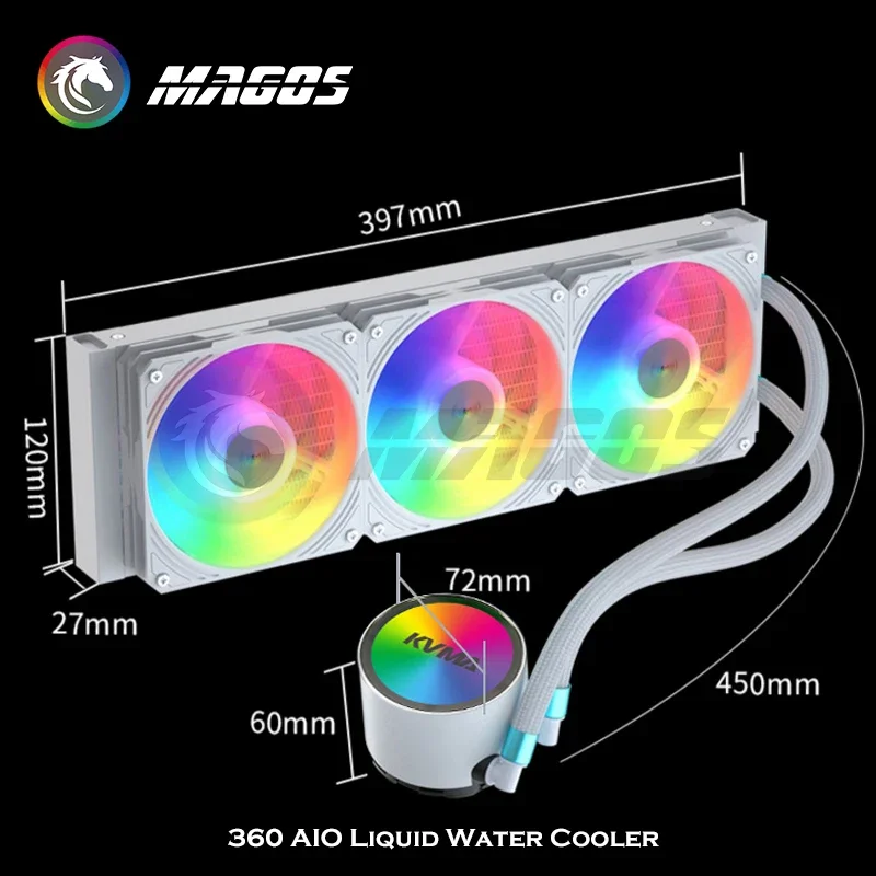 CPU Watercooler AIO caja de ordenador PC Kit de refrigeración por agua para AMD AM4 AM5 Intel 12Th 13Th LGA 1200 1700 360 AIO enfriador de agua líquida - imagen 4