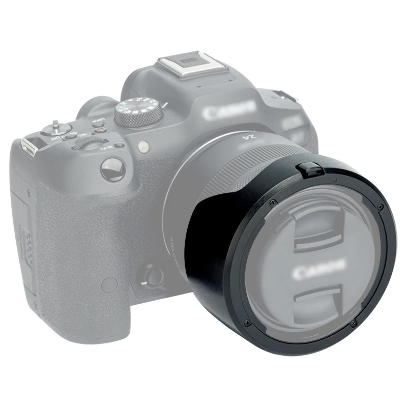 JJC-capó de lente de cámara Reversible EW-65B ABS, Compatible con Canon EF 24mm/28mm F2.8 IS USM & RF 24mm F1.8, MACRO IS STM, color negro - imagen 5