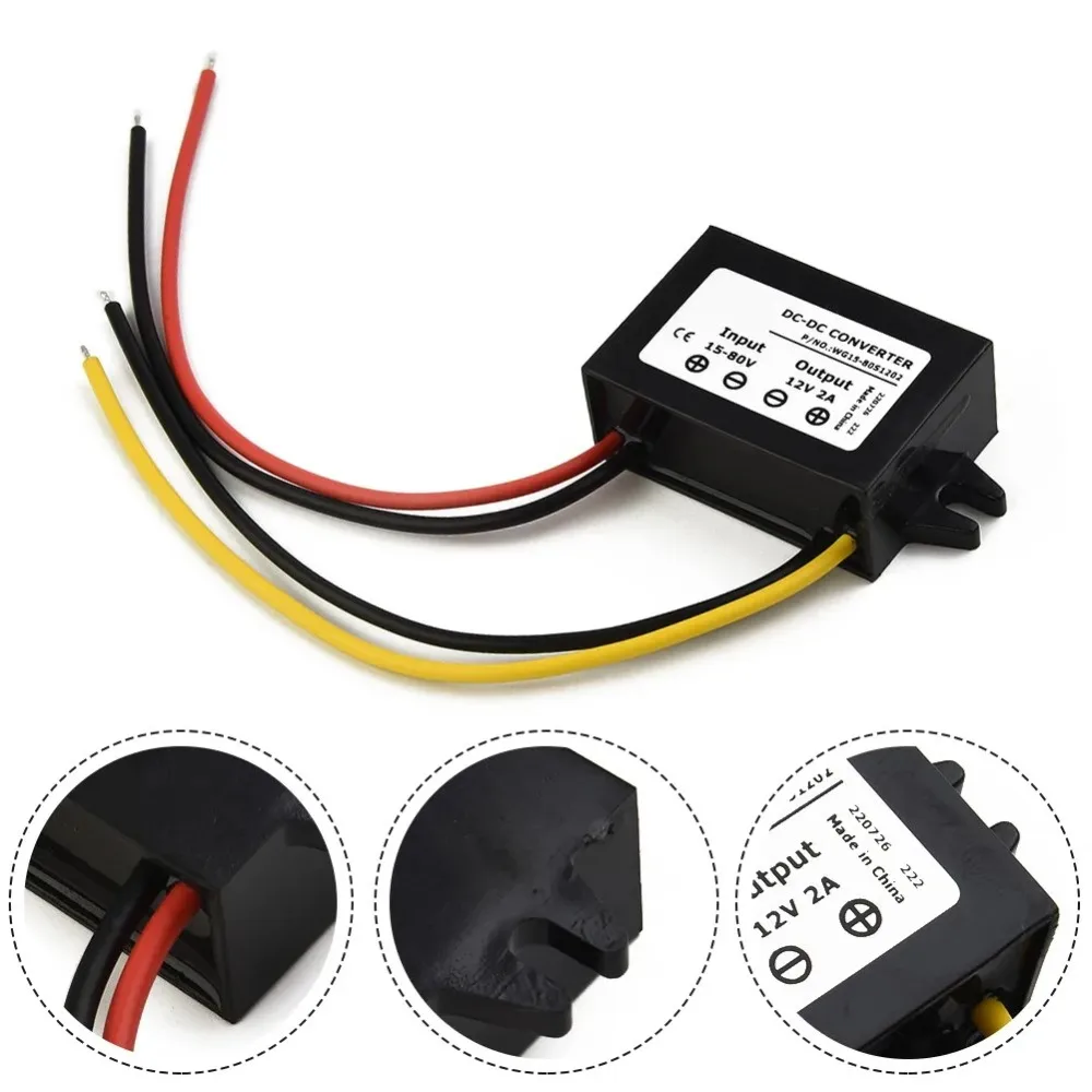 Convertidor DC-DC 15V-72V 18V 24V 36V 48V 60V a 12V 2A Módulo reductor - imagen 3