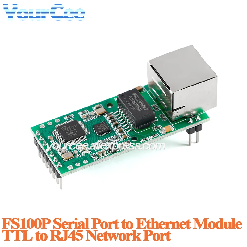 Módulo convertidor serie UART TT a Ethernet FS100P, placa bidireccional de red TCPIP TTL a RJ45, compatible con DHCP y DNS