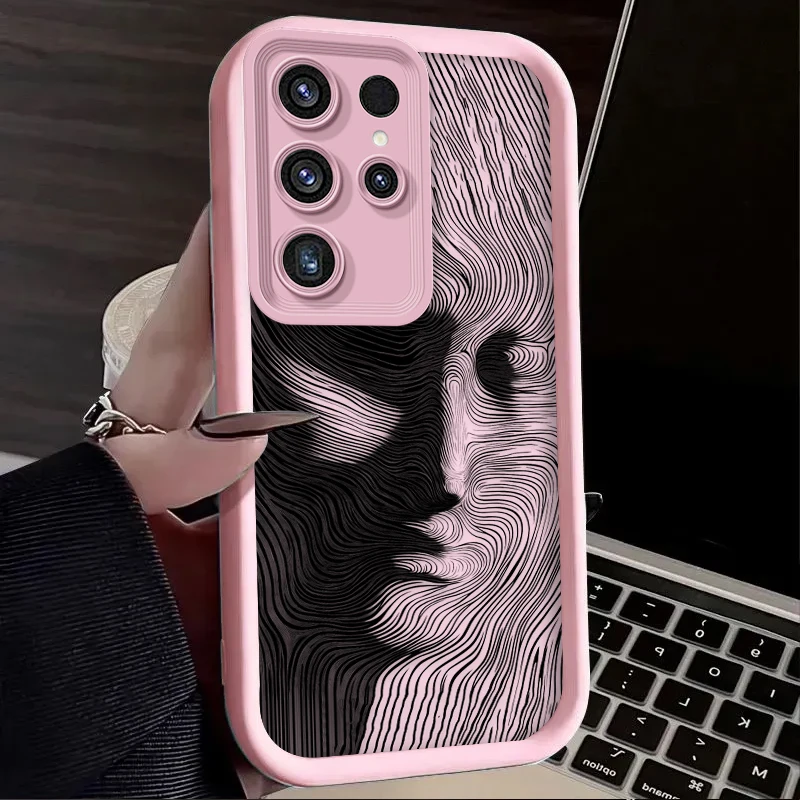 Funda blanda con patrones de arte lineal abstracto para Samsung Galaxy S24 S25 S23 Ultra S22 S21 Plus FE A36 A56 A26 A16 A06 A15 A25 A35 A55 5G - imagen 3