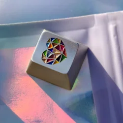 Tecla artesanal de vidrio con corazón, perfil Cherry, para teclado MX