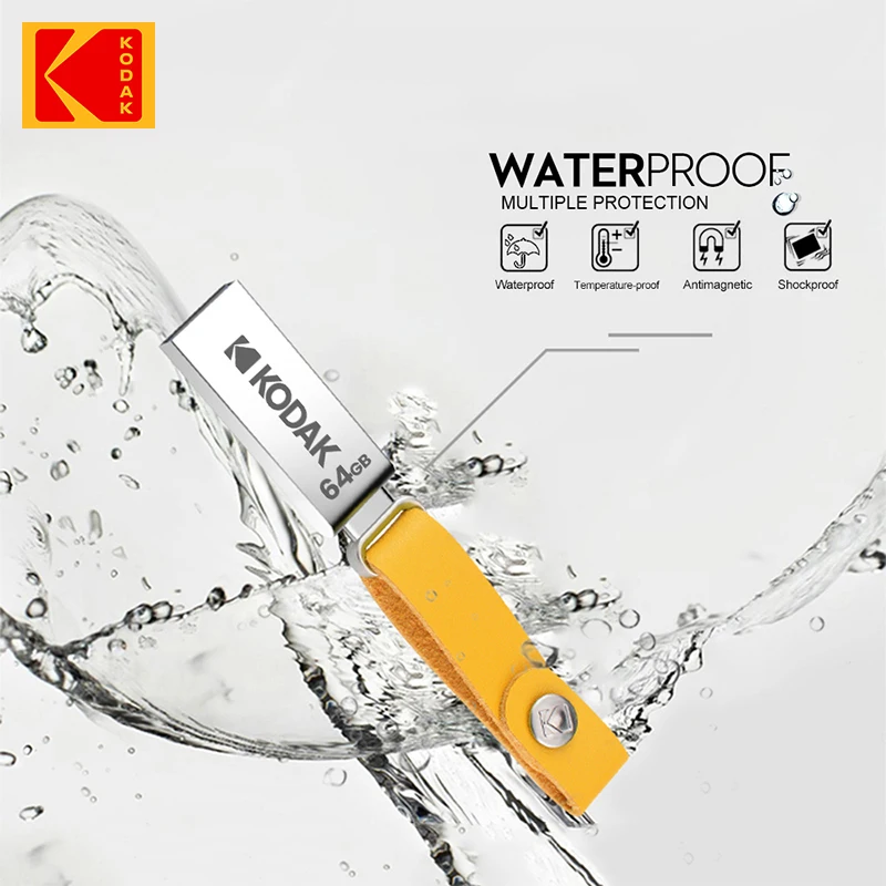 Unidad Flash KODAK USB2.0 128GB 64GB Pendrive 32gb Memory Stick de Metal con correa de cuero Pen Flash Drive para Micro PC - imagen 5
