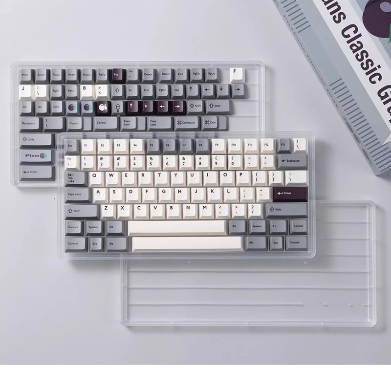 Teclas clásicas grises para seguidores, teclas rusas PBT Dye-Sub, perfil de cereza Retro, teclas personalizadas, accesorios para teclado mecánico - imagen 4