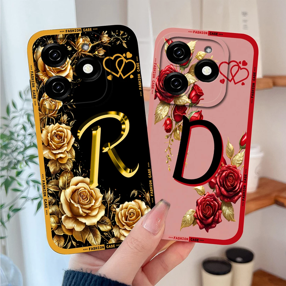 Para Infinix Smart 8 Pro Plus 8 HD funda de teléfono flores nombre letras funda protectora de alta calidad para Infinix Smart8 carcasa suave - imagen 2