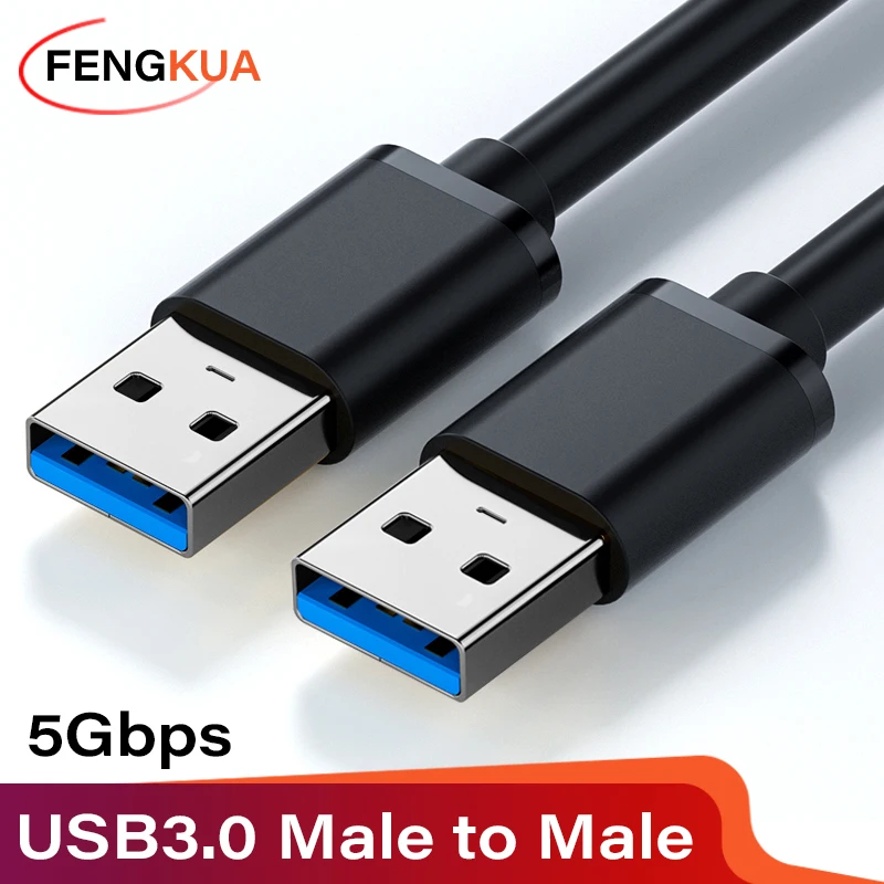Cable de extensión USB 3,0 USB macho a macho 5Gbps Cable de datos de transmisión rápida USB3.0 para ordenador portátil a disco duro móvil TV
