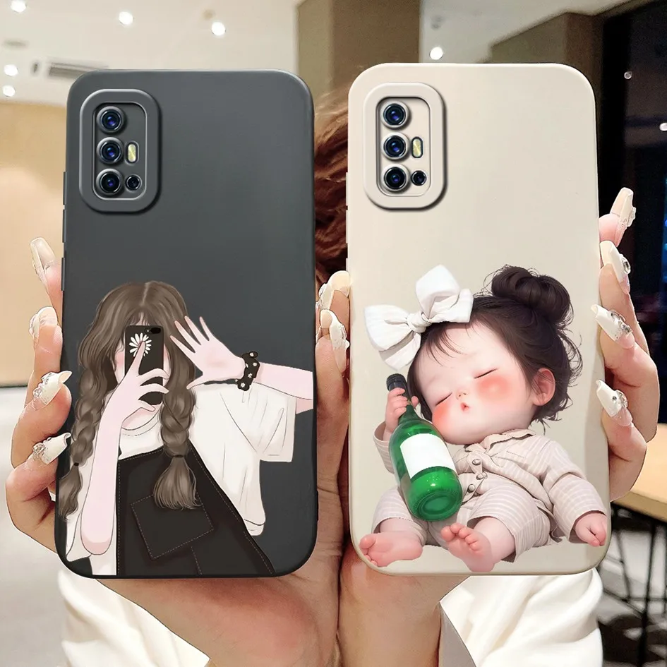 Funda para Vivo V17 V19 Neo funda bonita corona gato conejo dibujos animados suave silicona líquida contraportada para VivoV17 V 17 V19Neo funda de teléfono - imagen 2