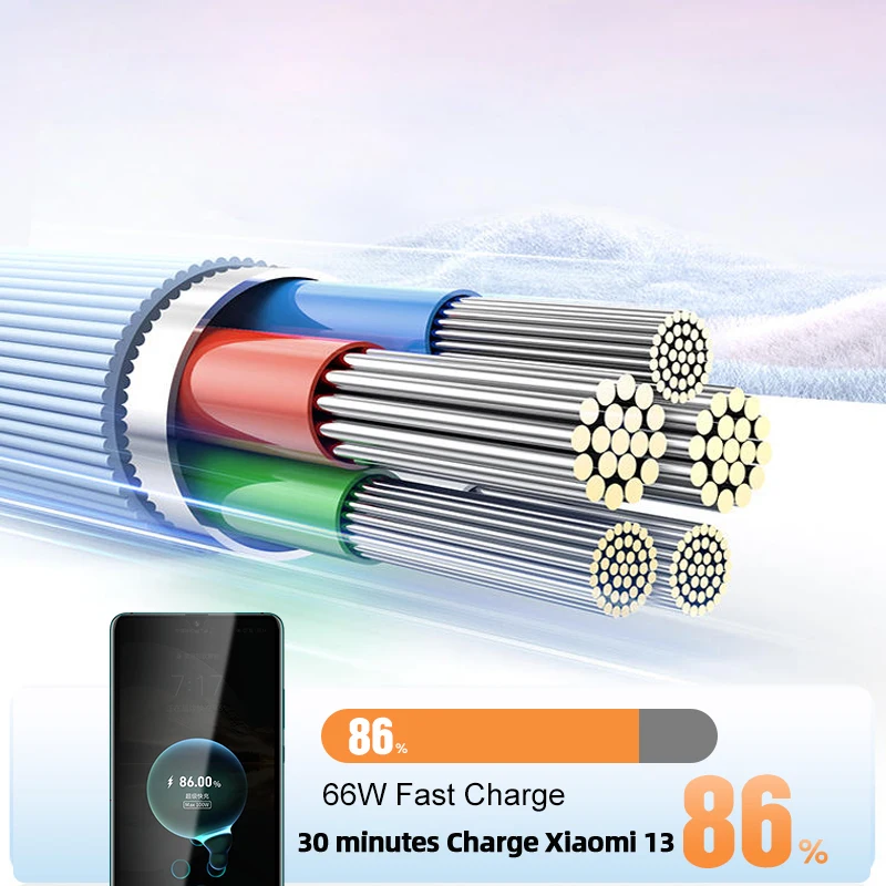 Cable de carga rápida Turbo, cargador de datos, 66W, 6A, USB tipo C, para Xiaomi 13, 12, 11, 10 Pro, Redmi K50, Note Series, POCO - imagen 5