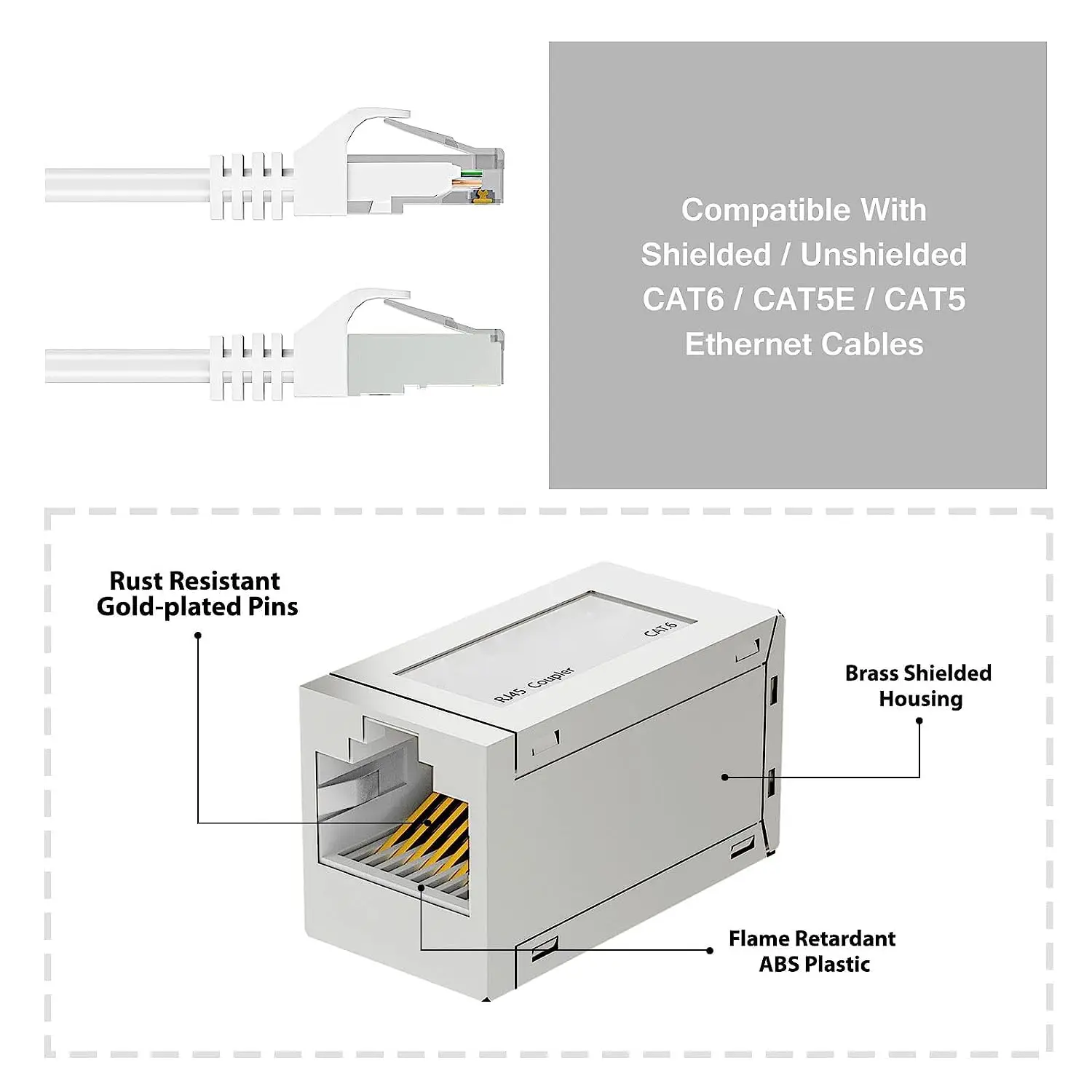 ZoeRax RJ45 Extensor Ethernet 10 Gbps Cat7 - Conector hembra - imagen 5