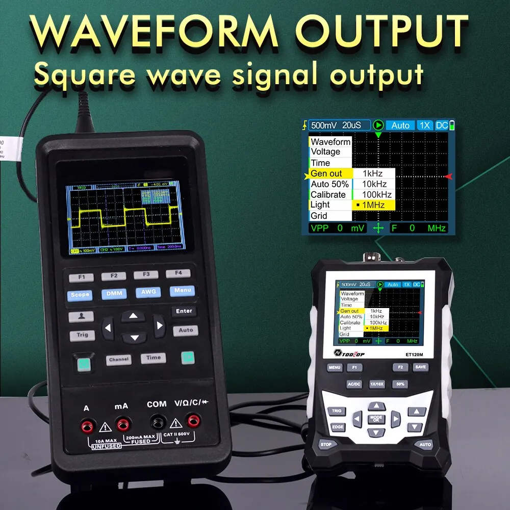 TOOLTOP-osciloscopio Digital de mano ET120M, 120MHz, salida de señal de onda cuadrada de 1Mhz, osciloscopio automático para reparación de automóviles eléctricos - imagen 4