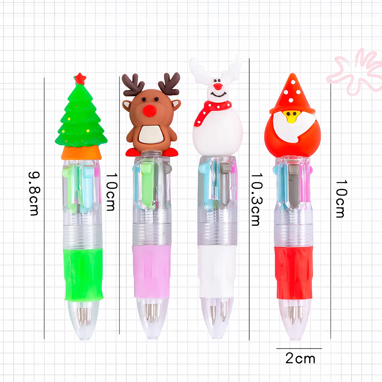 21 Uds. Mini bolígrafos multicolores en uno, bolígrafos divertidos y bonitos de dibujos animados para fiestas navideñas, útiles escolares, recompensas para estudiantes - imagen 4