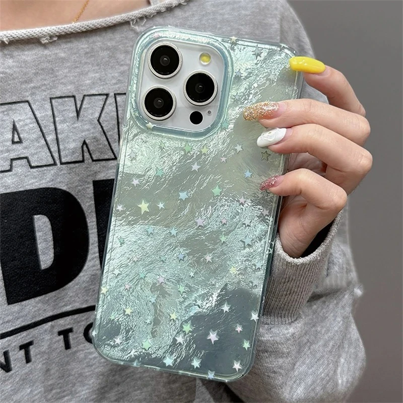 Funda de teléfono Aurora con estrellas degradadas para iPhone 16 15 14 13 12 11 Mini Pro Max X XR XSMax 7 8 Plus, funda suave con patrón de glaciar - imagen 5