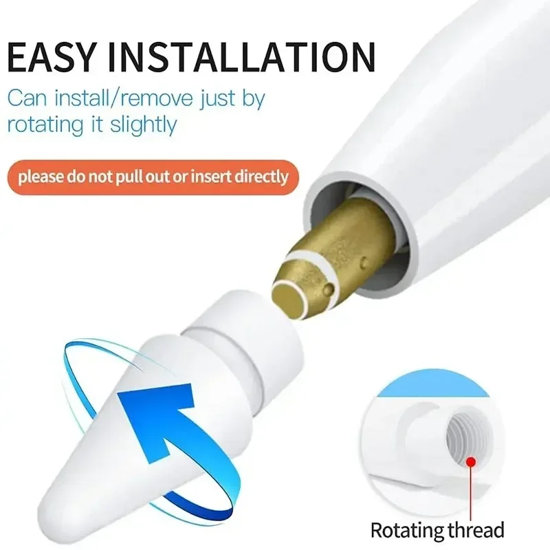 Puntas de lápiz de repuesto para Apple Pencil 1.a y 2.a generación, puntas de repuesto suaves para iPad Pro Pencil, puntas finas de lápiz 1/2 - imagen 2
