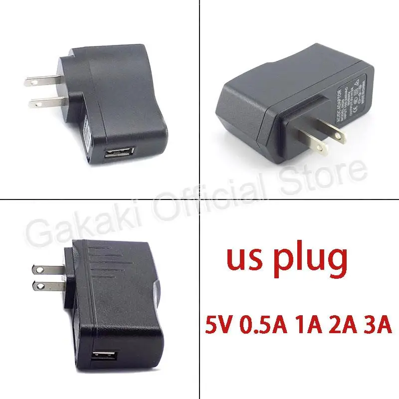 Adaptador USB de 110-240V, 5V, 1A/1000mA, Compatible con 5V, 0.5A/500mA, 2A, 3 cargadores, Adaptador convertidor de enchufe estadounidense