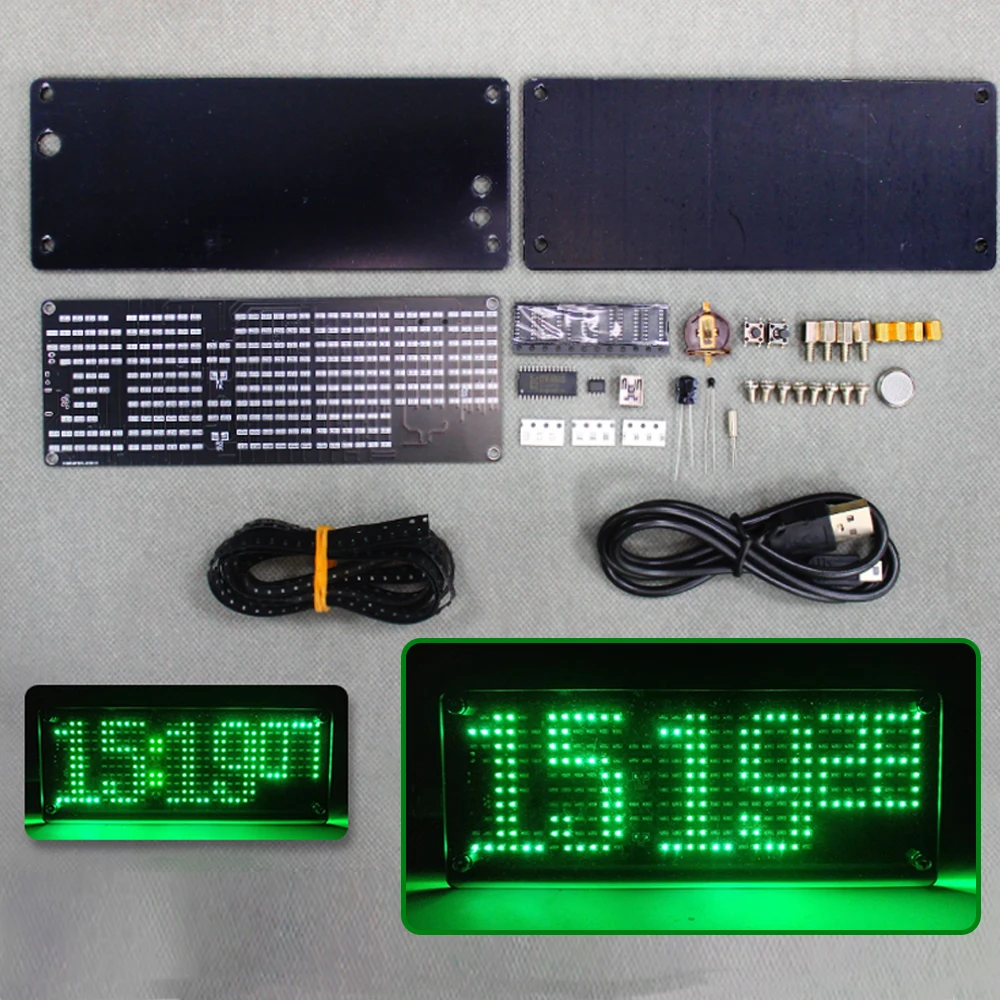 Kit de reloj de matriz de puntos LED DIY, reloj electrónico Digital, componentes de fabricación de proyectos de práctica de soldadura con Cable de alimentación USB - imagen 4