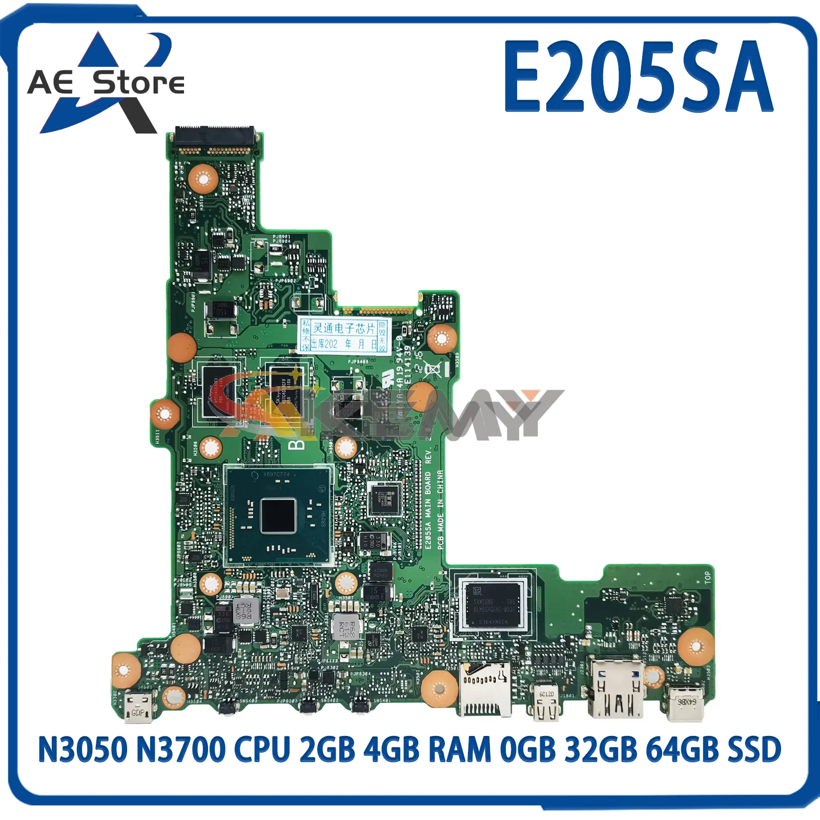 Placa base para ordenador portátil ASUS E205S TP200S TP200SA E205S N3050 N3700 CPU 2GB 4GB RAM 0GB 32GB 64GB SSD