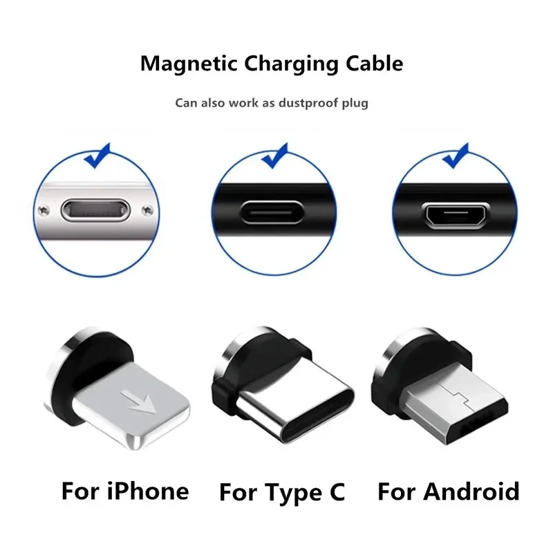 Enchufe de cargador magnético Micro USB C tipo C, adaptador de Cable de carga de cabeza magnética para iPhone, IOS, teléfono Android, enchufe de Cable magnético - imagen 3