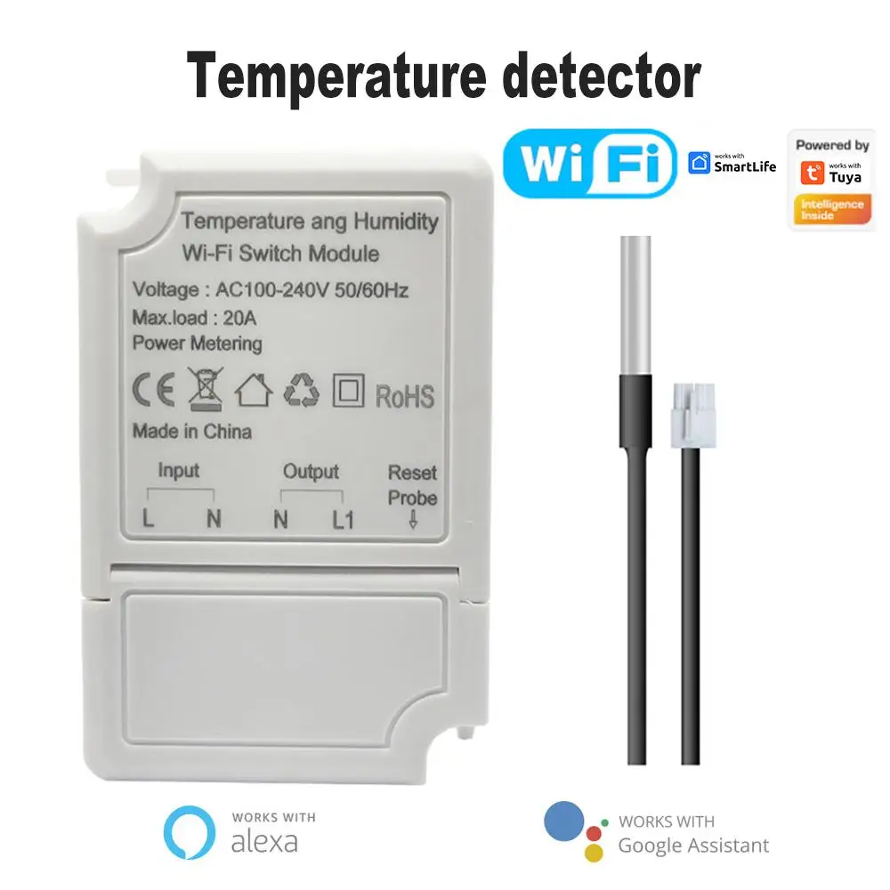 Un detector de temperatura blanca con un módulo de interruptor wifi