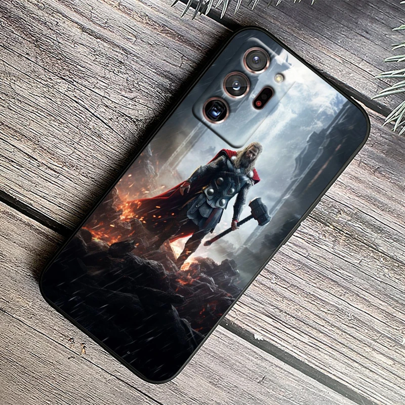 Funda negra de Los Vengadores Capitán América Thor para Samsung Note 20, 10, Ultra Plus, A31, A14, A12, A70, A34, A25, A04, A05, A15, A24, 5G - imagen 4