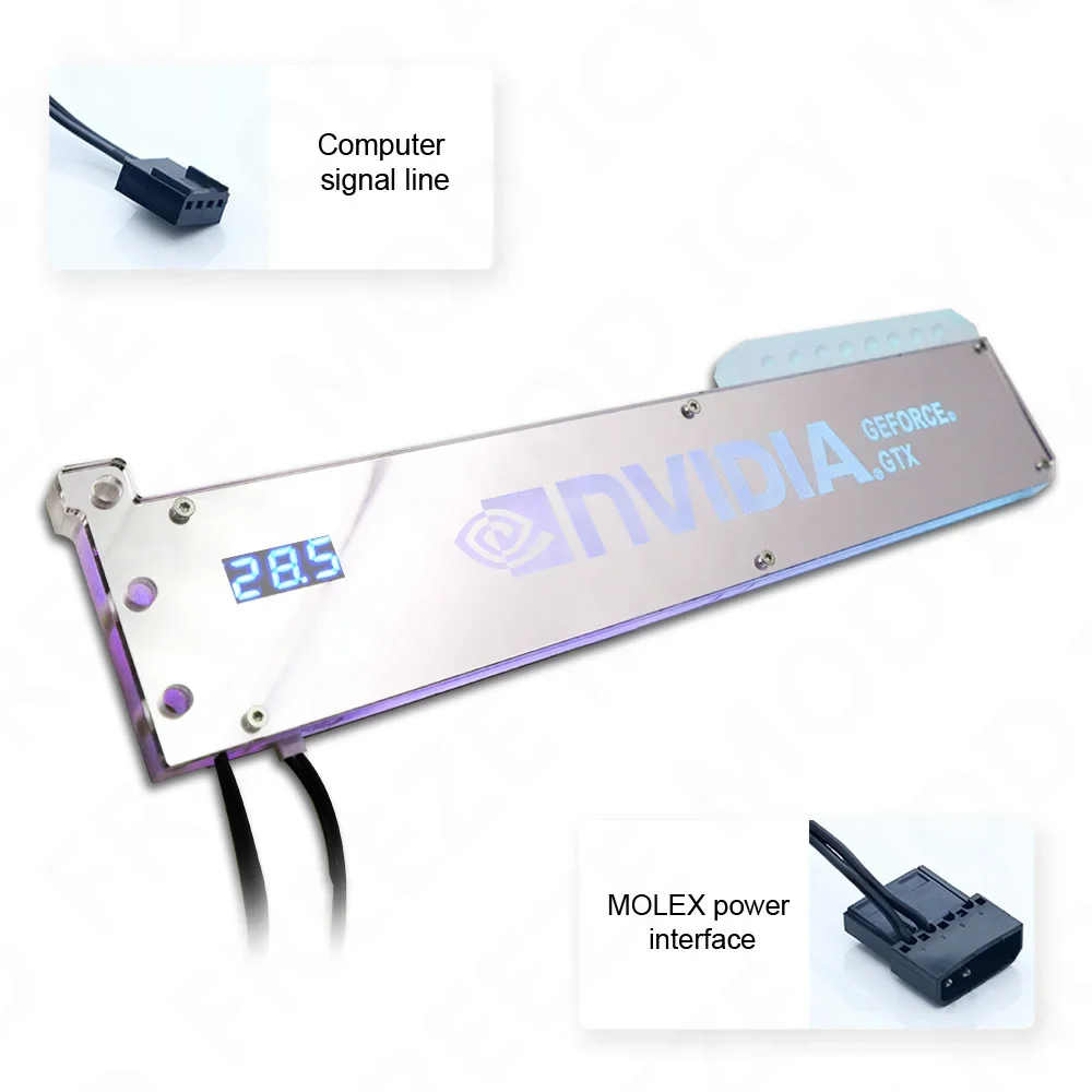 Soporte FREEZEMOD VGA con Monitor de temperatura pantalla de 5V soporte para tarjeta gráfica termómetro doble espejo deslizable PC MOD XKZJ-WD - imagen 5