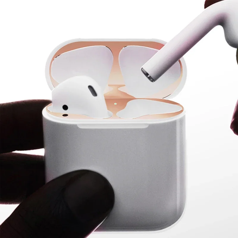 Parche antipolvo Compatible con AirPods 1/2, protección, pegatina a prueba de arañazos, funda de carga de piel, pegatinas, accesorio - imagen 4