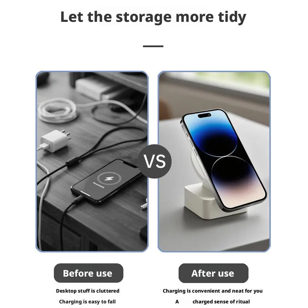 Soporte de mesa de carga inalámbrica de silicona antideslizante para teléfonos móviles para IPhone serie 17-12 para soporte de estación de carga Magsafe - imagen 5