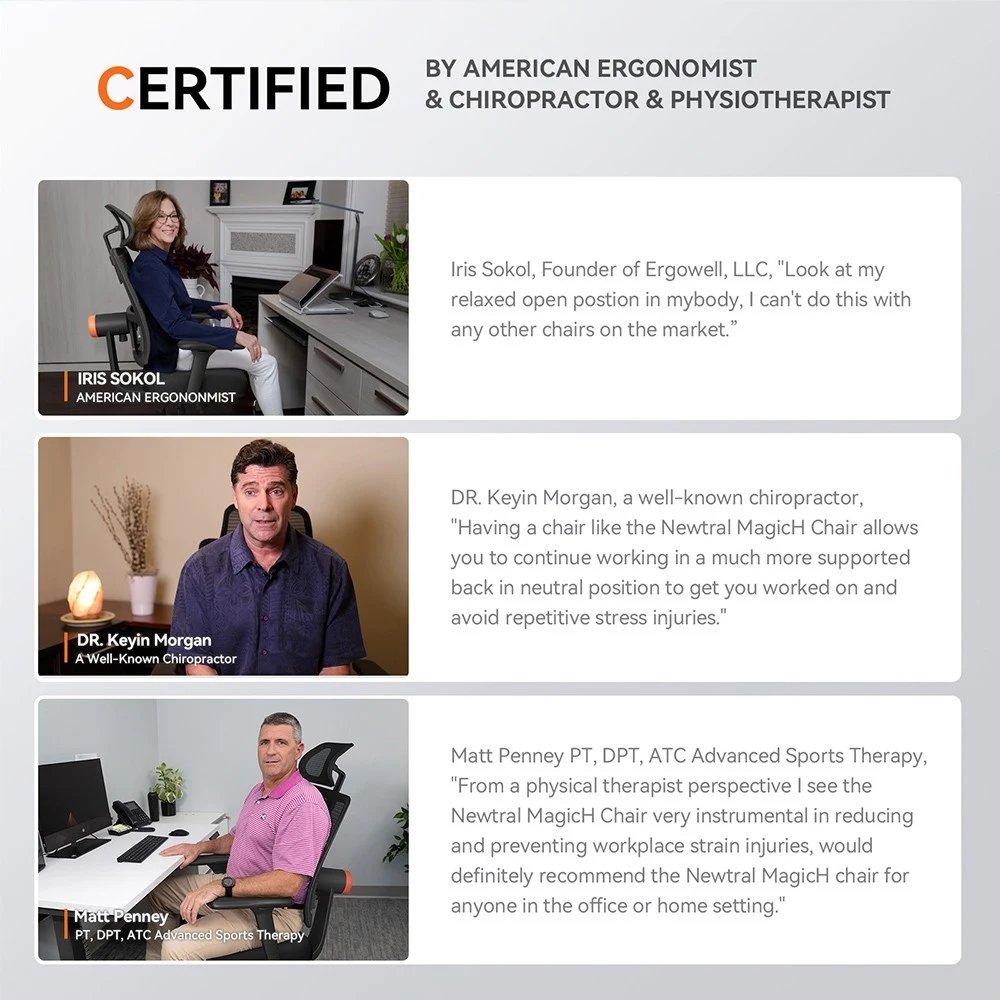 NEWTRAL-silla ergonómica con reposapiés, respaldo automático, reposacabezas adaptable, soporte inferior de la espalda, brazo ajustable - imagen 3