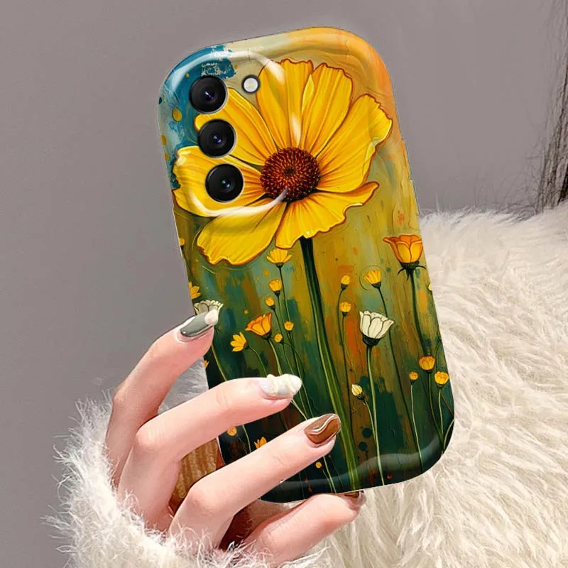 Funda de teléfono con pintura al óleo de flores para Samsung S25 S24 S23 S22 S21 S20 A04 A05s A05 A06 Ultra Plus FE 5G Wave Oil - imagen 3