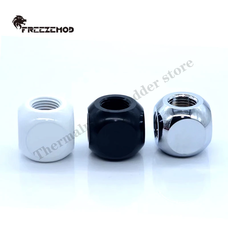 FREEZEMOD Accesorio de bola en forma de T en forma de T con forma de cubo multicanal, rosca interior G1/4 3X, negro, plateado y blanco, HDTD-3STB - imagen 2
