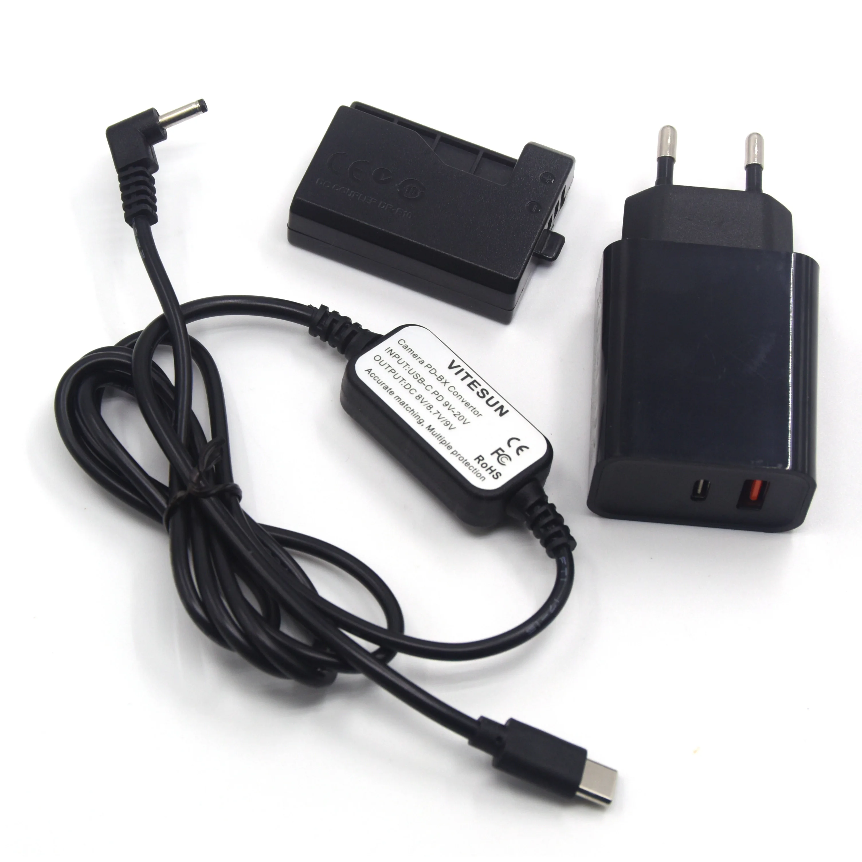 Batería simulada DR-E10 LP-E10 + cargador PD de 18W tipo C + Cable USB C CC para cámara Canon EOS 1200D 1300D 1500D X90 X80 X70 X50 T5 T6 T7 - imagen 2