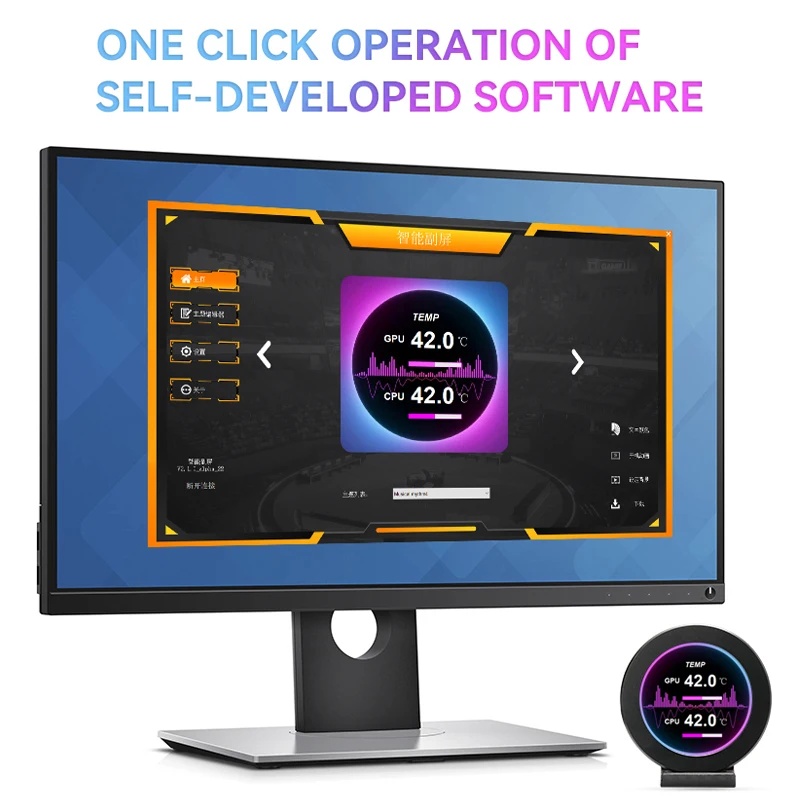 Enfriador de agua con pantalla IPS tipo C de 2,1 pulgadas, pantalla secundaria USB, 480x480, PC LCD, CPU, GPU, RAM, HDD, Monitor CNC, no necesita AIDA64 - imagen 4