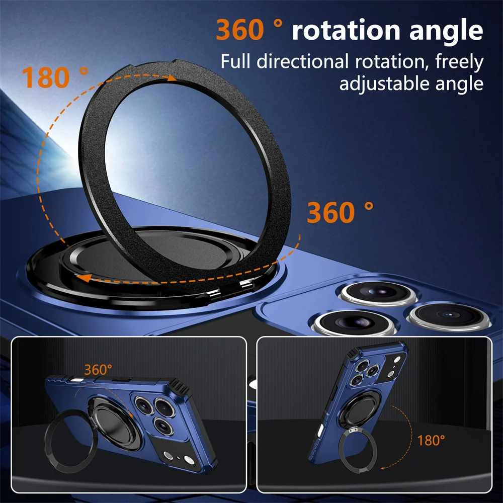 Funda de teléfono con soporte plegable magnético con imán giratorio de armadura de lujo para iPhone 17 16 15 14 13 12 11 Pro Max cubierta de parachoques a prueba de golpes - imagen 5