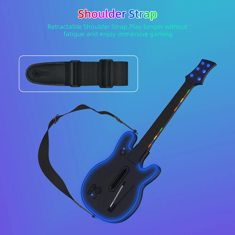 Controlador de guitarra inalámbrico de 2,4G, controlador de guitarra inalámbrico para juegos de PC con correa y Dongle inalámbrico para PS3, PS4, PC y guitarra - imagen 5
