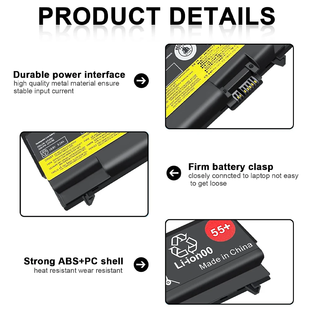 Más de 55 baterías de ordenador portátil para Lenovo ThinkPad T410 T510 T520 W510 W520 L412 L420 L512 SL410 SL510 42T4799 42T4751 42T4235 42T4753 - imagen 2