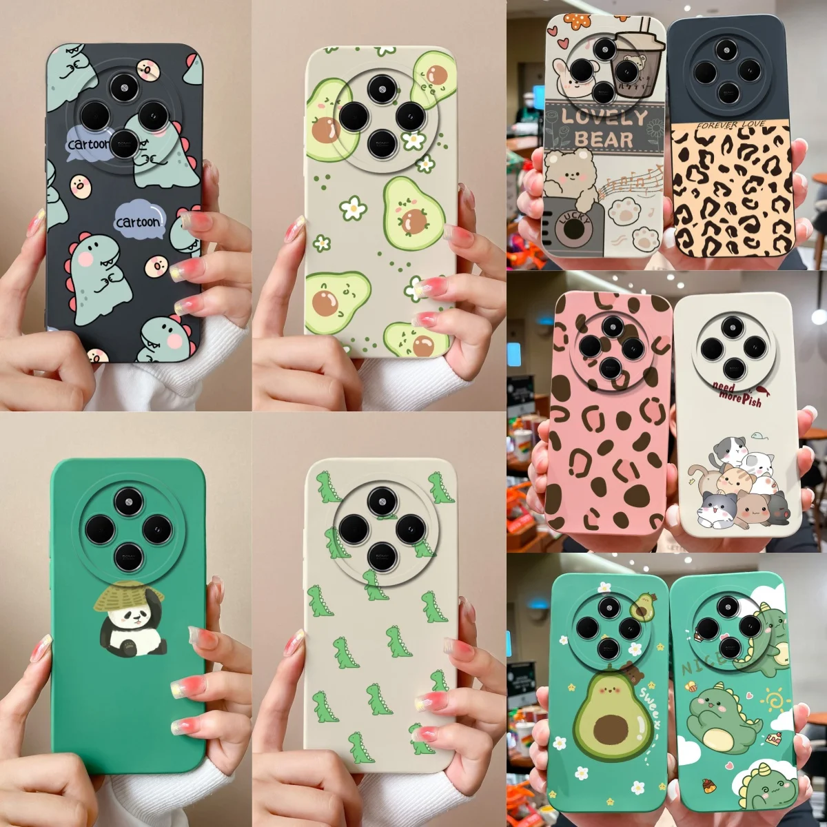 Funda bonita de oso para Redmi 14C, funda trasera de teléfono, silicona líquida suave y suave, protección completa, parachoques de teléfono antigolpes, regalo creativo