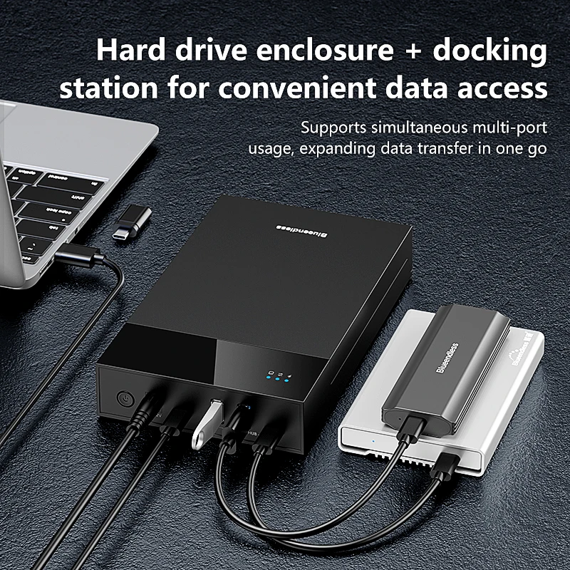 Caja HDD SATA 2,5/3,5, concentrador USB 3,0, lector de disco duro externo, compatible con adaptador HDD tipo C a SATA de 20TB con alimentación de 12V - imagen 4