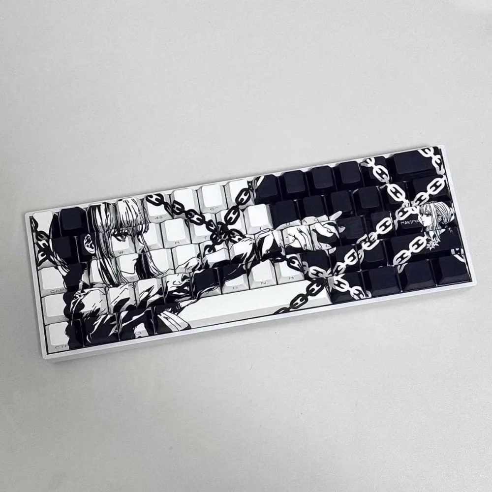 Juego de tapas de teclas secundarias Sakura Makima Cherry PBT luz lateral grabada 130 teclas para teclados mecánicos 61/64/75/84/96/104 - imagen 2