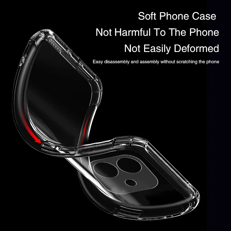 Funda de teléfono Airbag para OPPO A3 A3X A3i A20 A40 A40M A60 5G Global Simplicity, Funda protectora de lente de silicona transparente suave - imagen 5