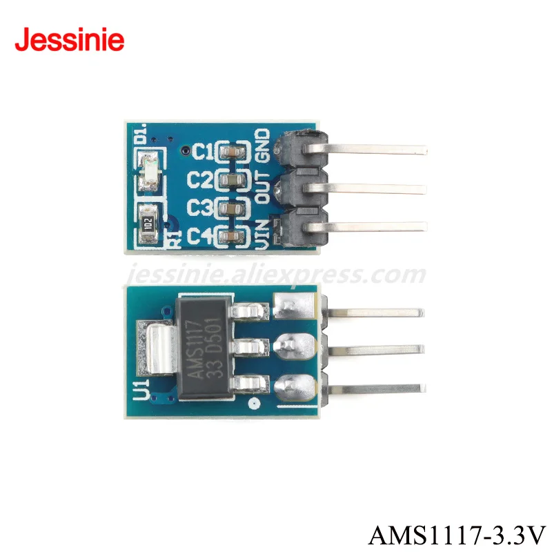 10 uds/1 unidad AMS1117 3,3 V 5V módulo de potencia regulador lineal LDO 800mA enchufe directo 3 pines para Arduino - imagen 3