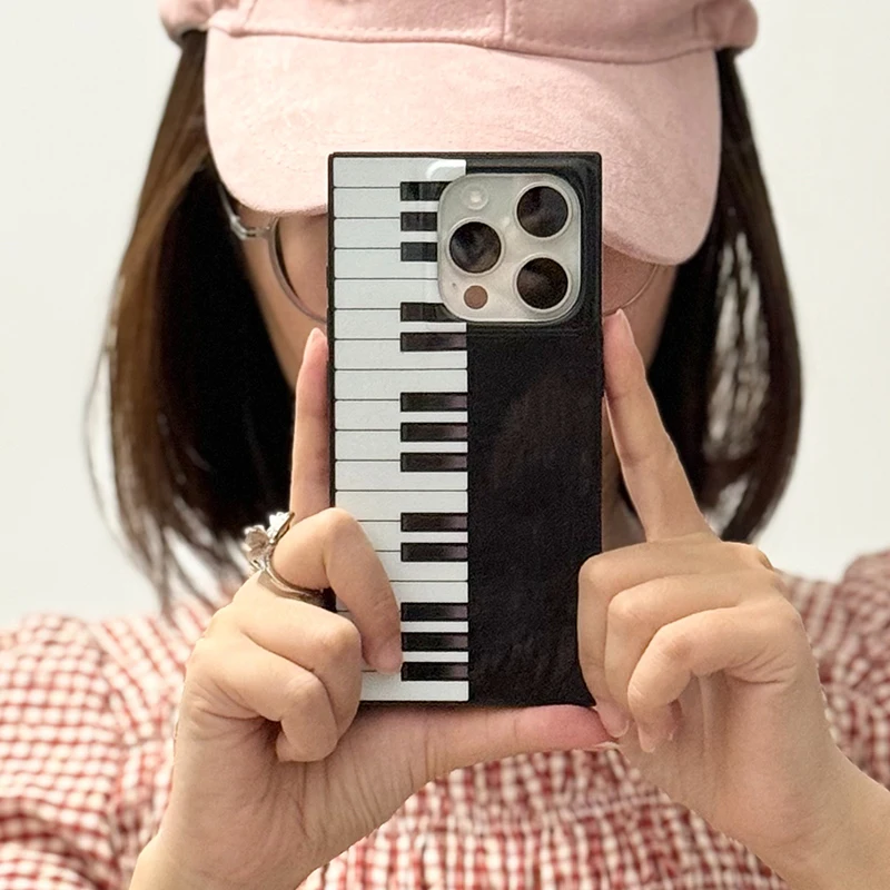 Funda IMD rectangular brillante Piano de moda para iPhone 17 16 15 14 13 Pro Max cubierta de teléfono TPU a prueba de golpes - imagen 2
