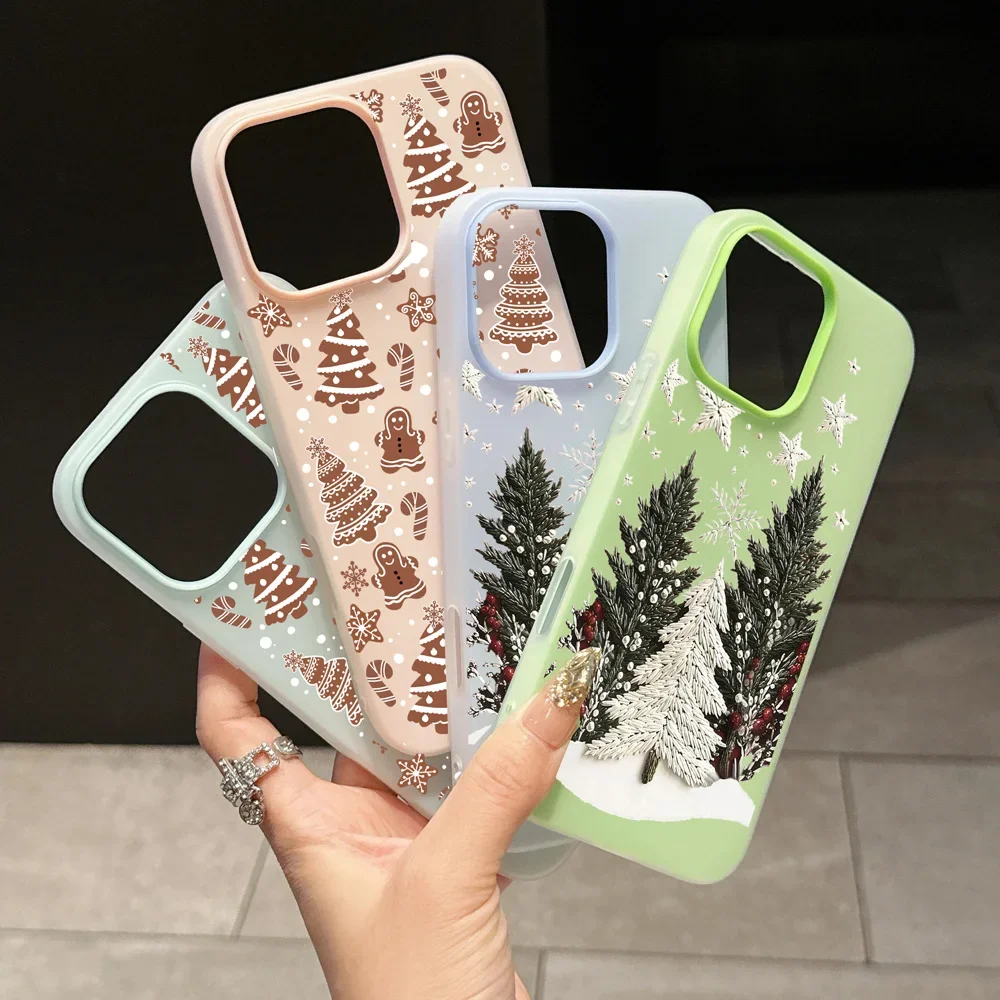 Funda de caramelo mate con patrón de tema de árbol de Navidad para Motorola Moto Edge 50 Fusion Neo 60 Pro G84 G14 G24 G23 G54 G73 G64 G23 E13 - imagen 2