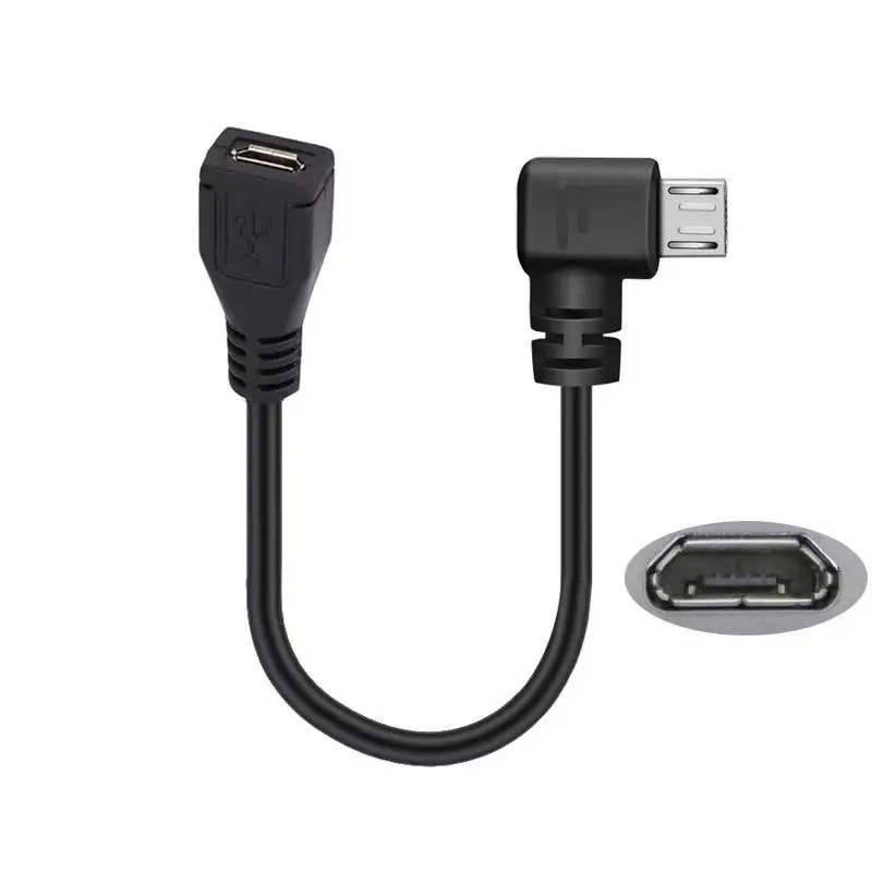 Cable de extensión Micro USB macho a hembra con curva de 90 grados de 25cm, Cable de datos macho a hembra para teléfono Android, Cable de extensión curvo - imagen 3