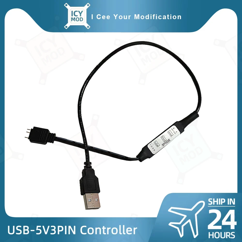 Controlador USB Adaptador convertidor de fuente de alimentación 5V3PIN Cable USB-ARGB Ajuste de ventilador de control manual - imagen 2