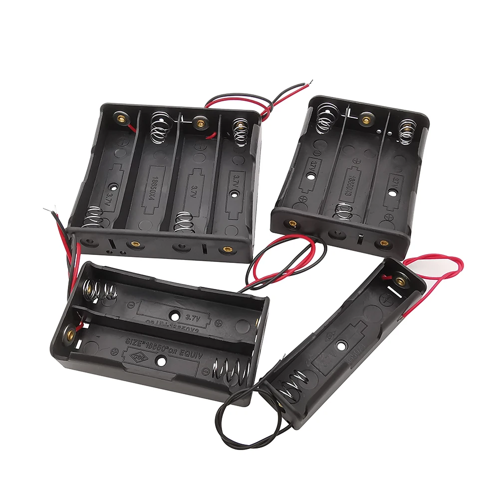 Caja de almacenamiento de batería 18650, caja de plástico con Clip, contenedor con cable de plomo, 1, 2, 3 y 4 ranuras